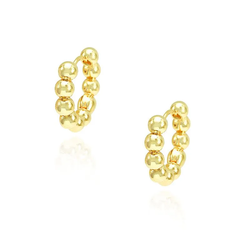 Clustdlws cylchyn gleiniau crwn sgleiniog