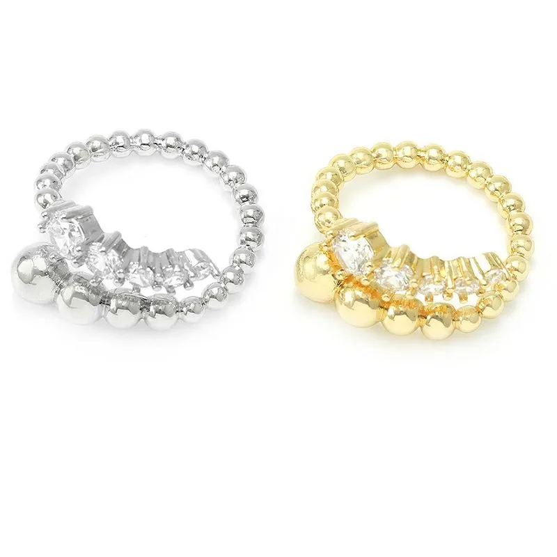 Modrwy Aur Plated Cz Addasadwy