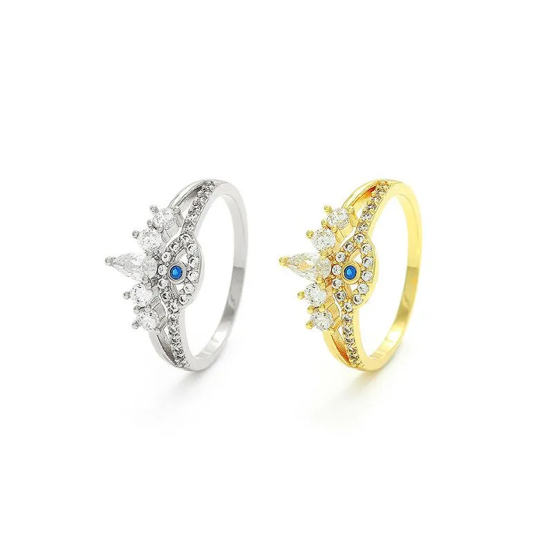 Modrwy Llygaid Drygioni Arian Plated Aur