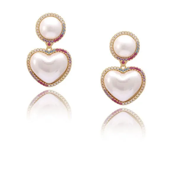 Diferyn Clustdlysau Perlog Siâp Calon