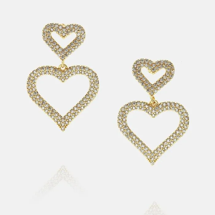 Galw Heibio Moethus Pave Cz Heart Earring