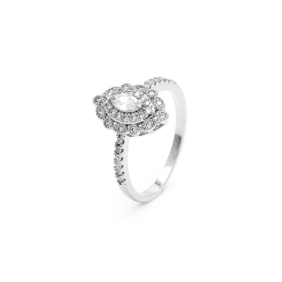 Modrwy Arian Sterling Marquise Zirconia