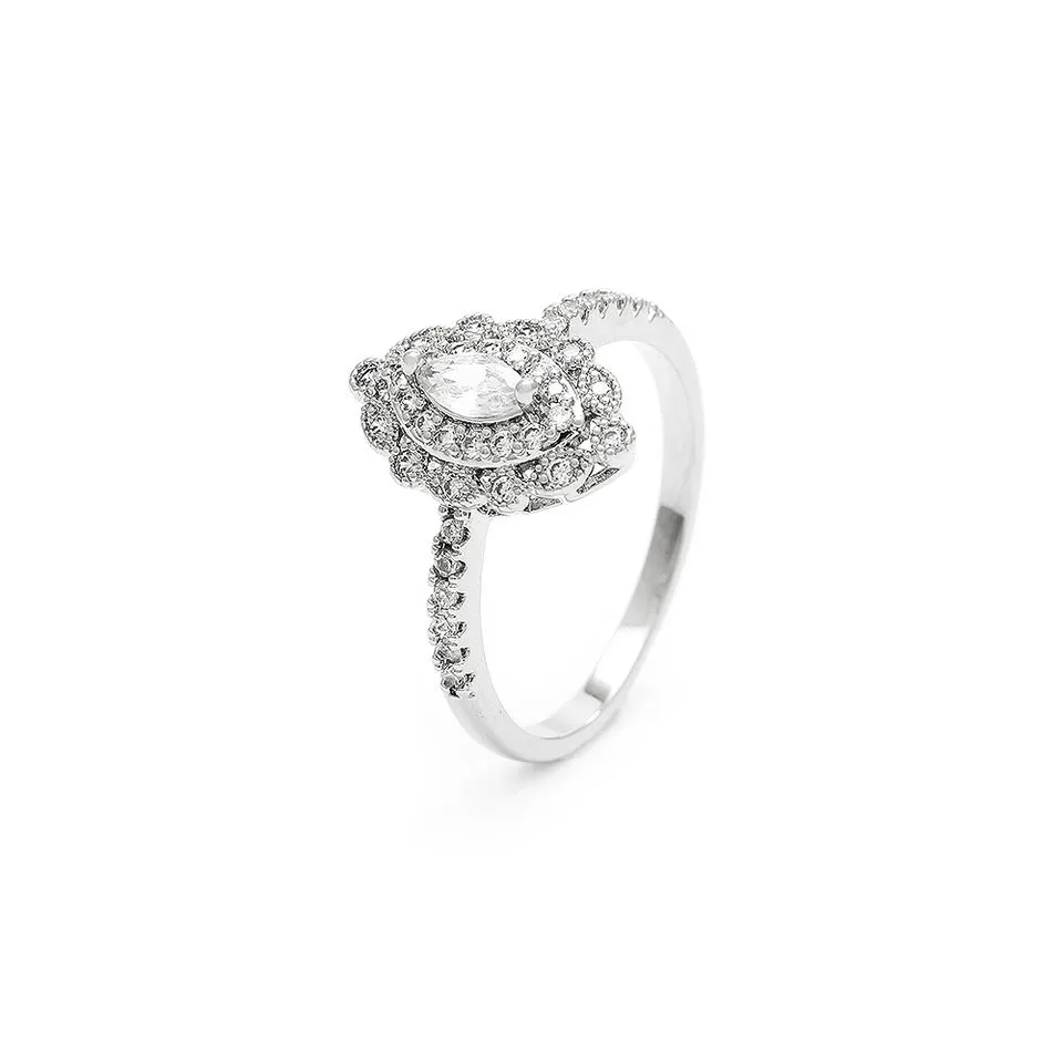 Modrwy Arian Sterling Marquise Zirconia